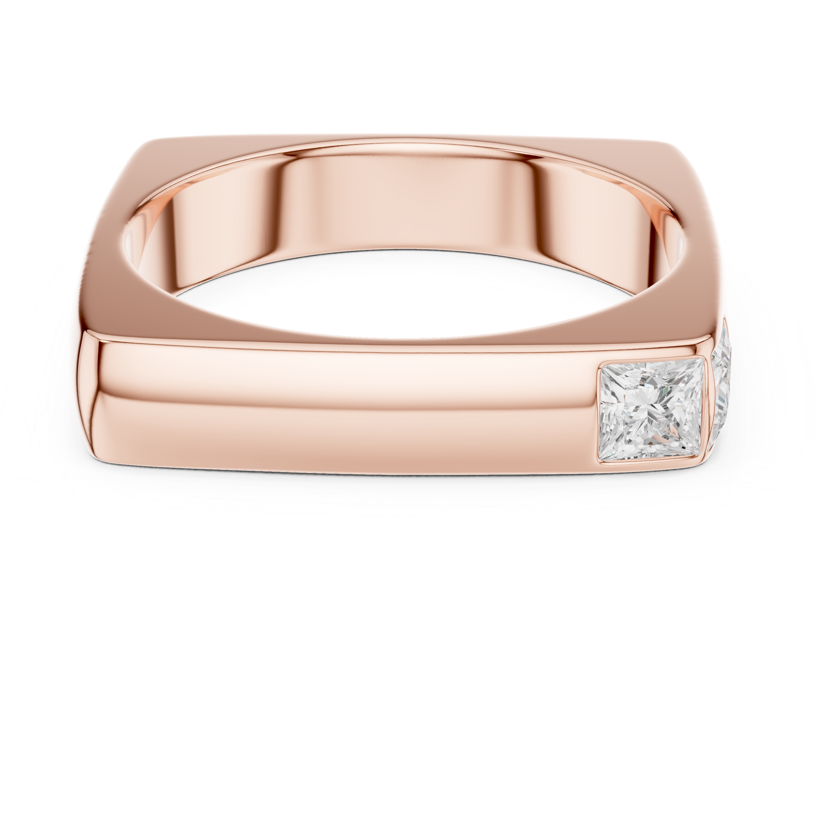 Gold Bezel Setting Princess Lab Grown Diamond Zyron Ring