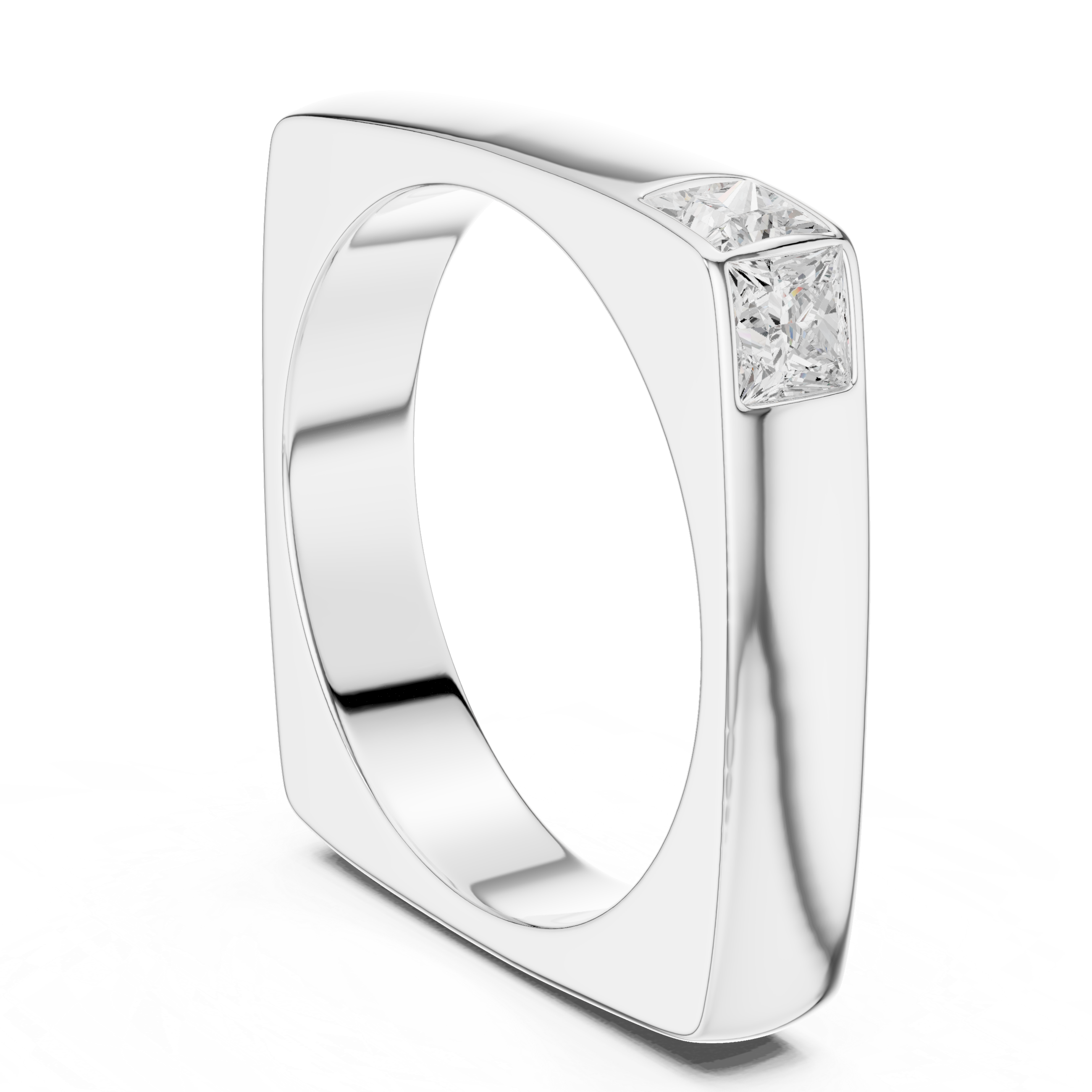 Gold Bezel Setting Princess Lab Grown Diamond Zyron Ring