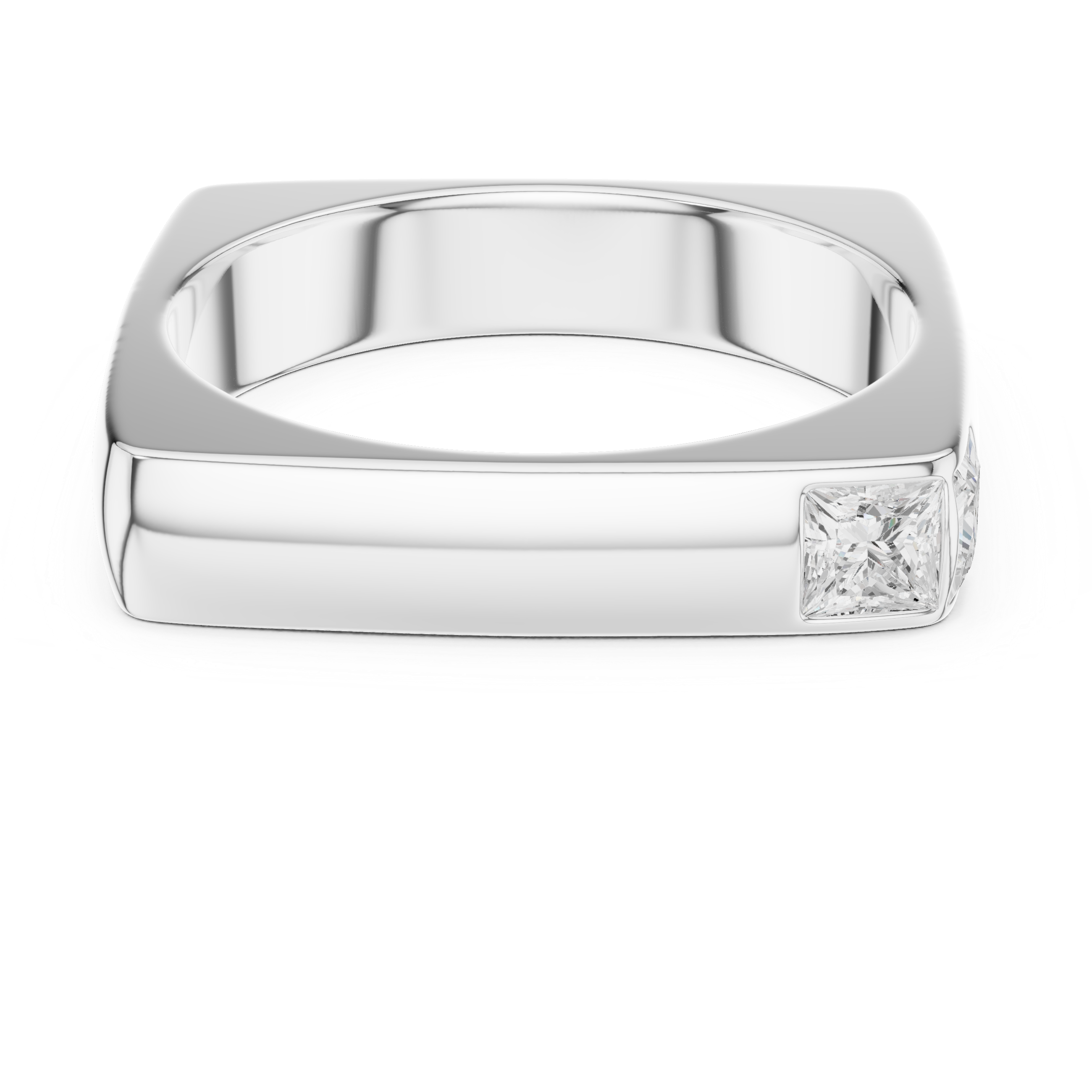 Gold Bezel Setting Princess Lab Grown Diamond Zyron Ring