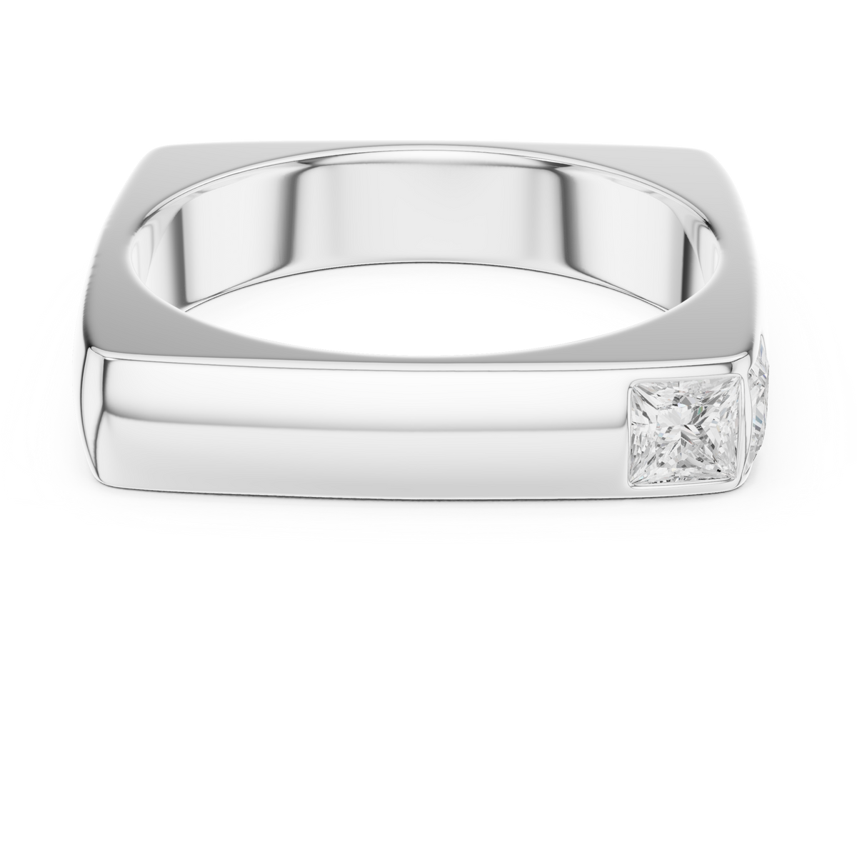 Gold Bezel Setting Princess Lab Grown Diamond Zyron Ring