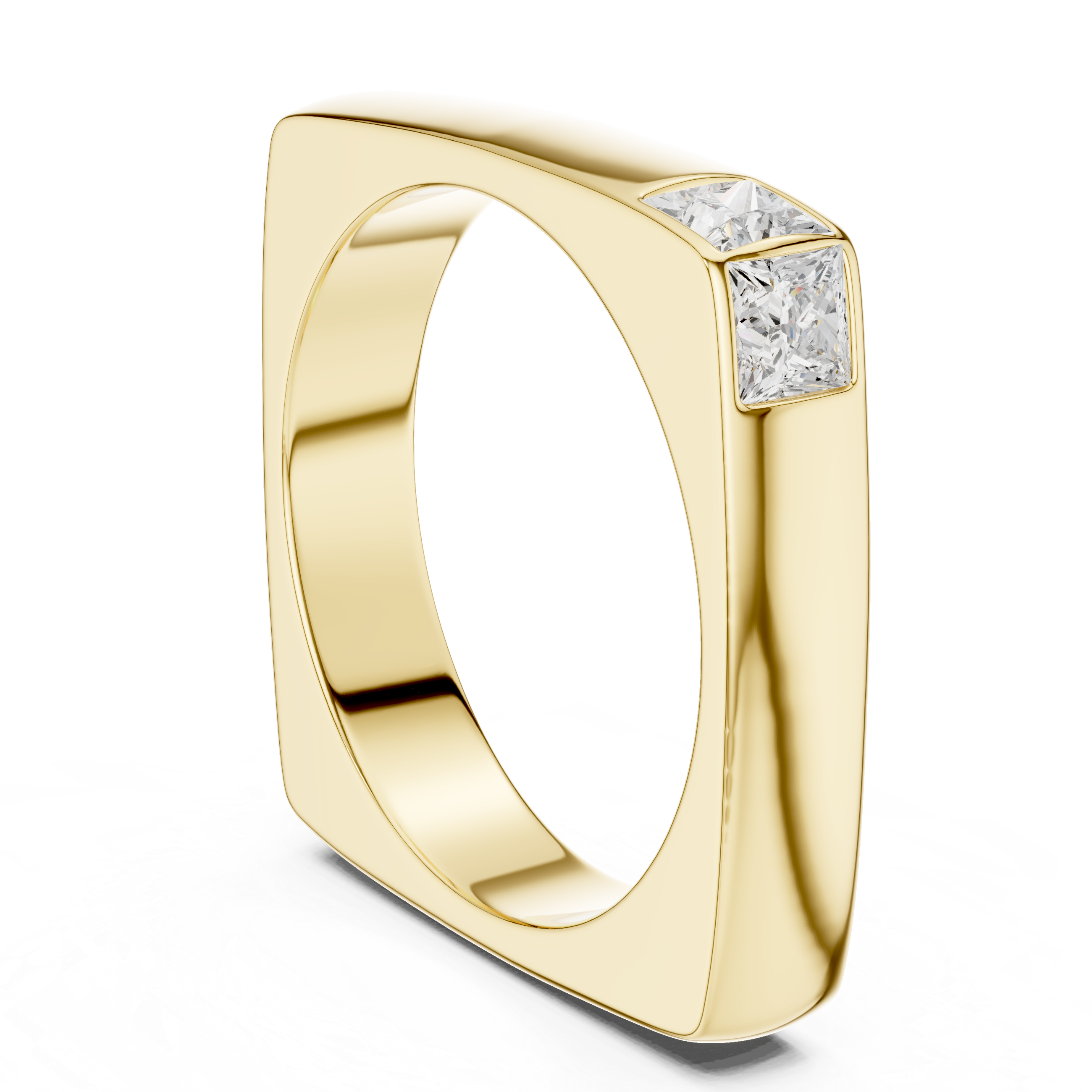 Gold Bezel Setting Princess Lab Grown Diamond Zyron Ring