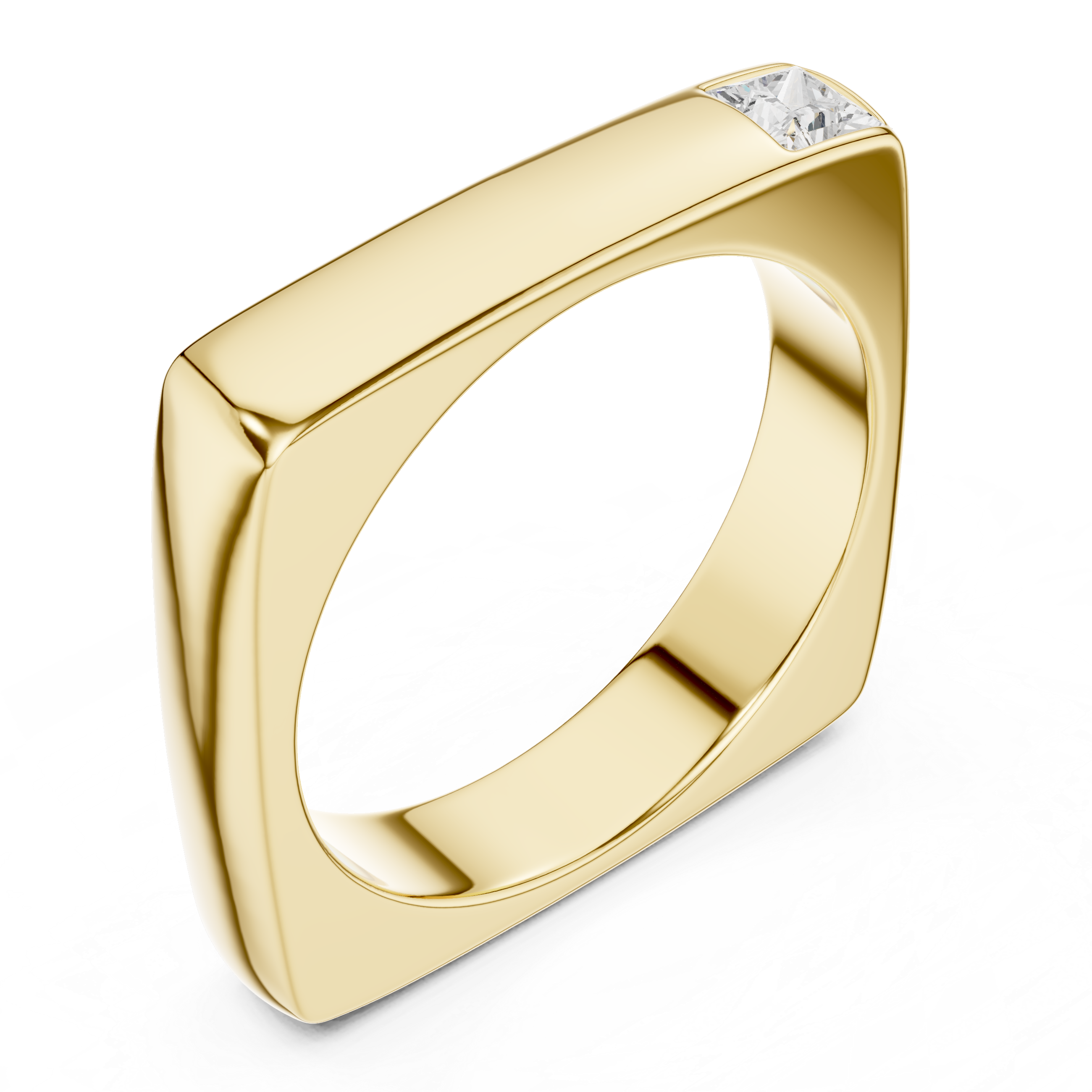 Gold Bezel Setting Princess Lab Grown Diamond Zyron Ring