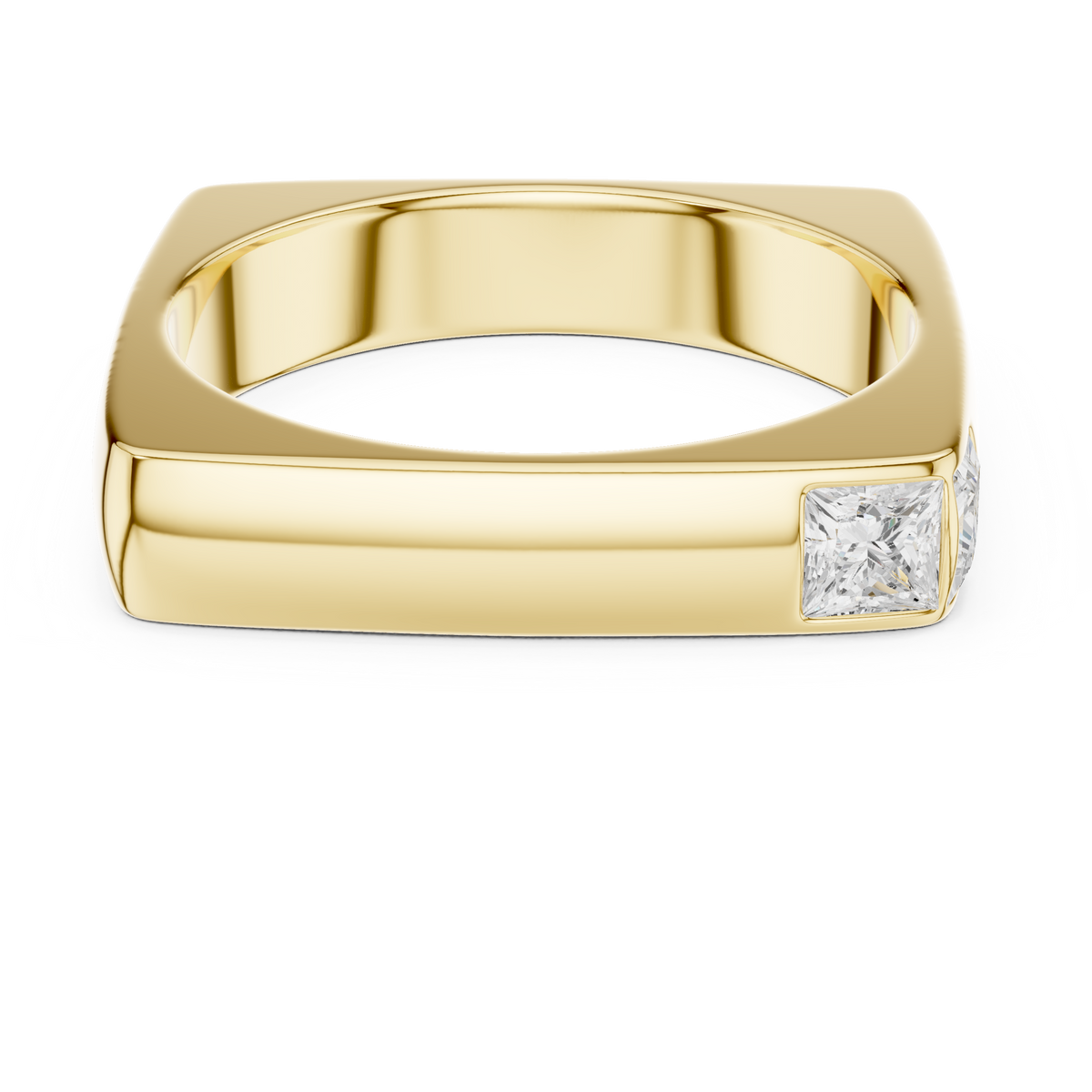Gold Bezel Setting Princess Lab Grown Diamond Zyron Ring