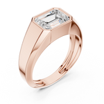 Gold 1 8Ct Bezel Setting Emerald Lab Grown Diamond Raxen Ring