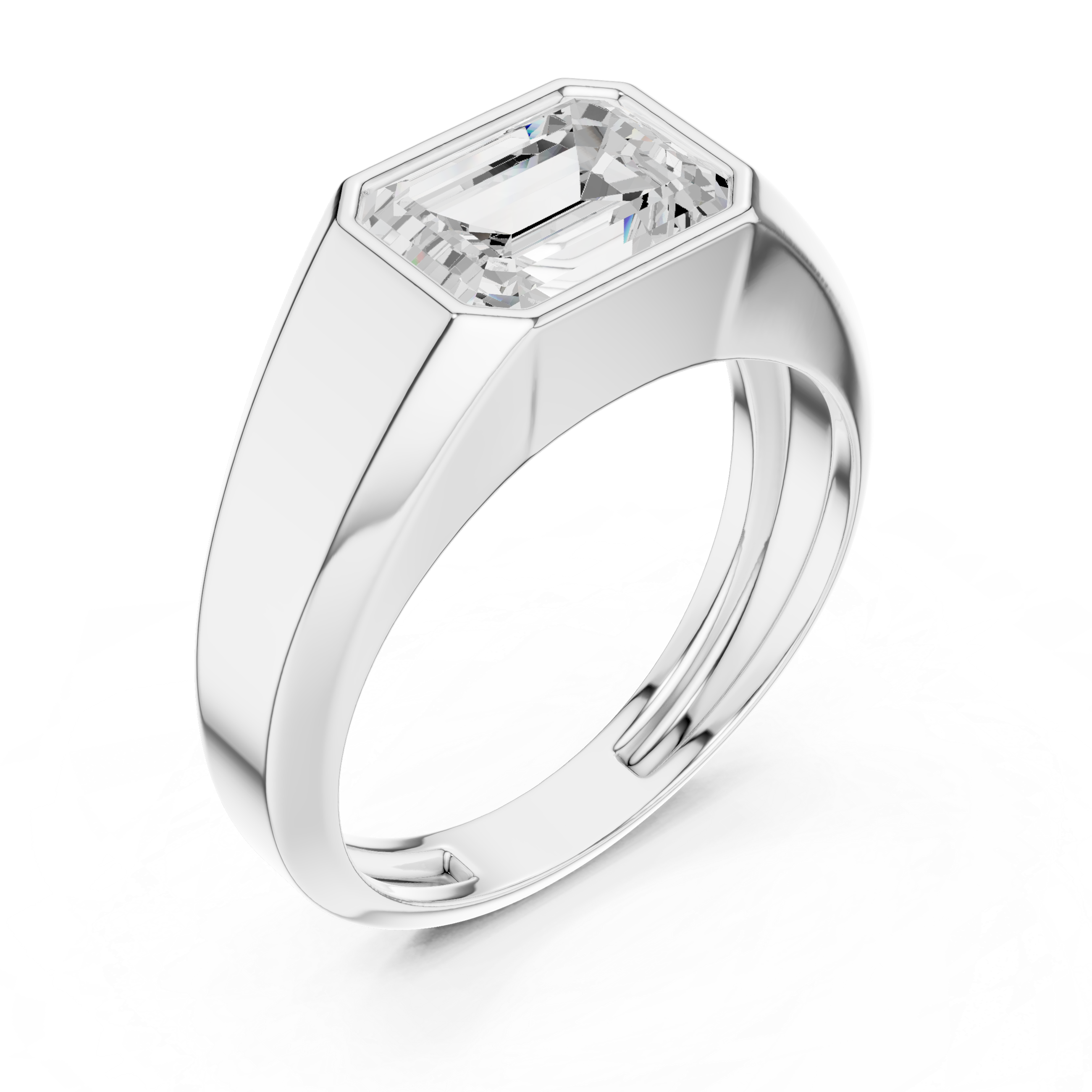 Gold 1 8Ct Bezel Setting Emerald Lab Grown Diamond Raxen Ring