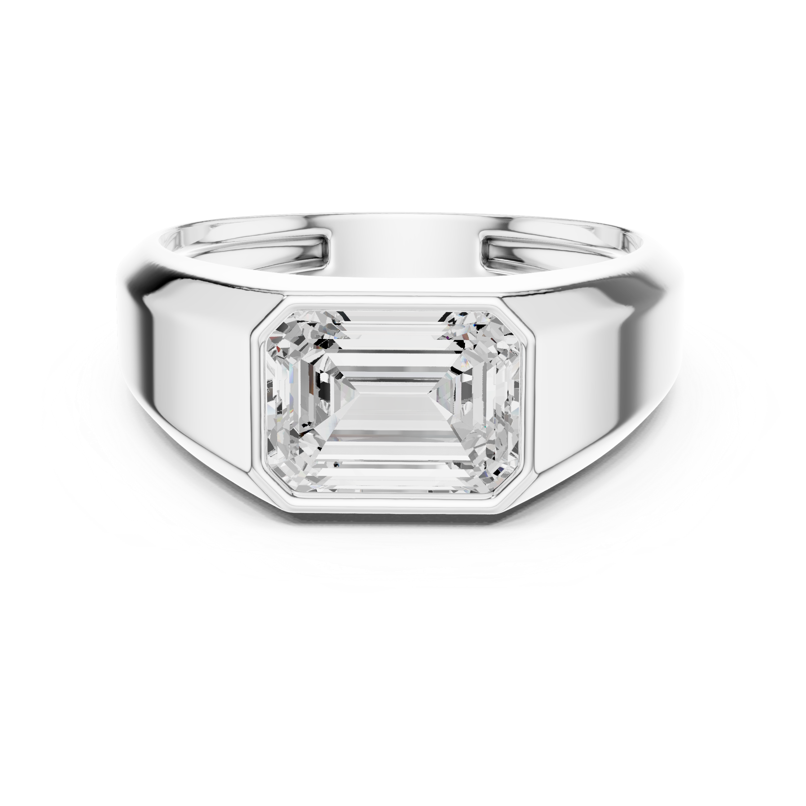 Gold 1 8Ct Bezel Setting Emerald Lab Grown Diamond Raxen Ring