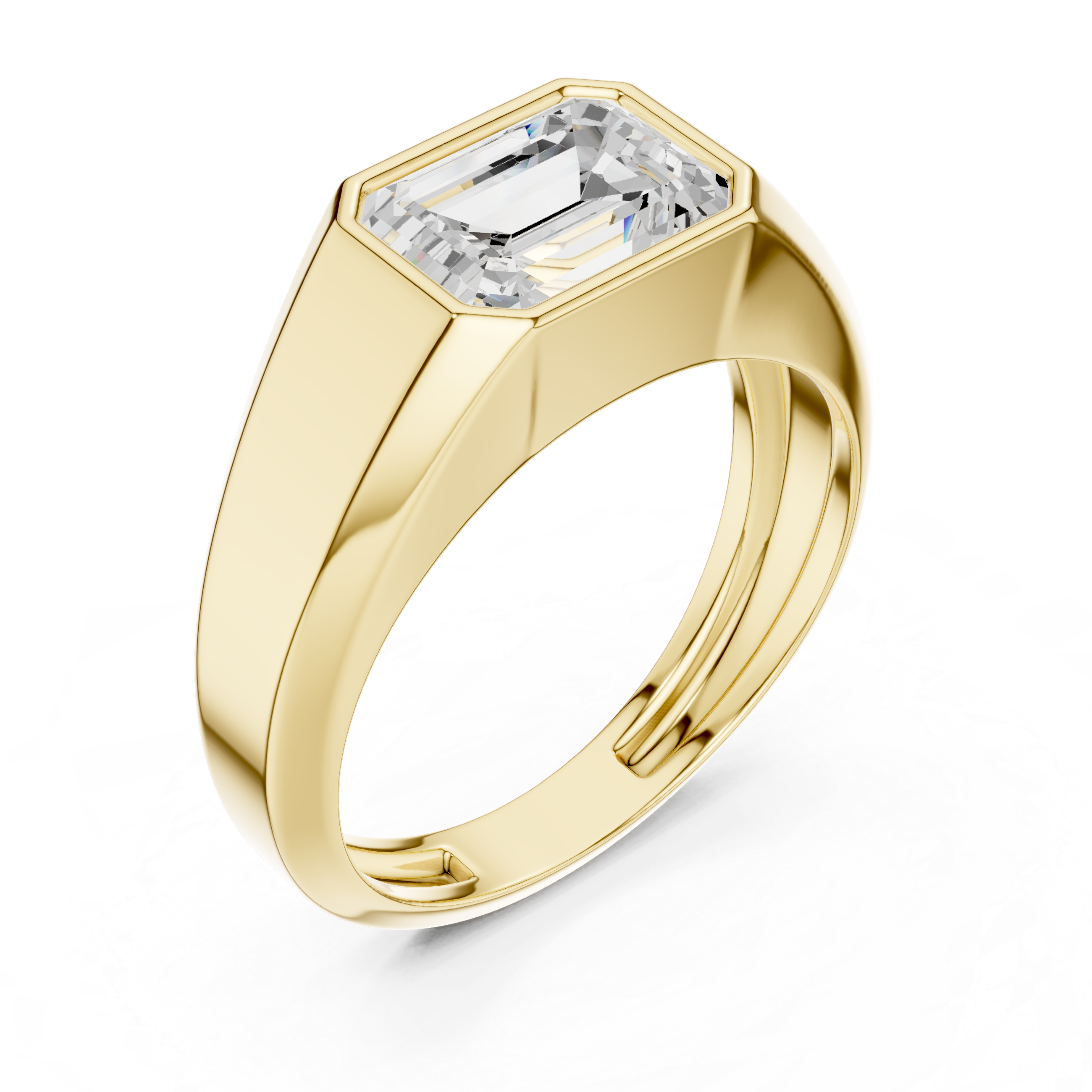 Gold 1 8Ct Bezel Setting Emerald Lab Grown Diamond Raxen Ring