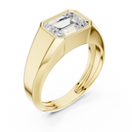 Gold 1 8Ct Bezel Setting Emerald Lab Grown Diamond Raxen Ring