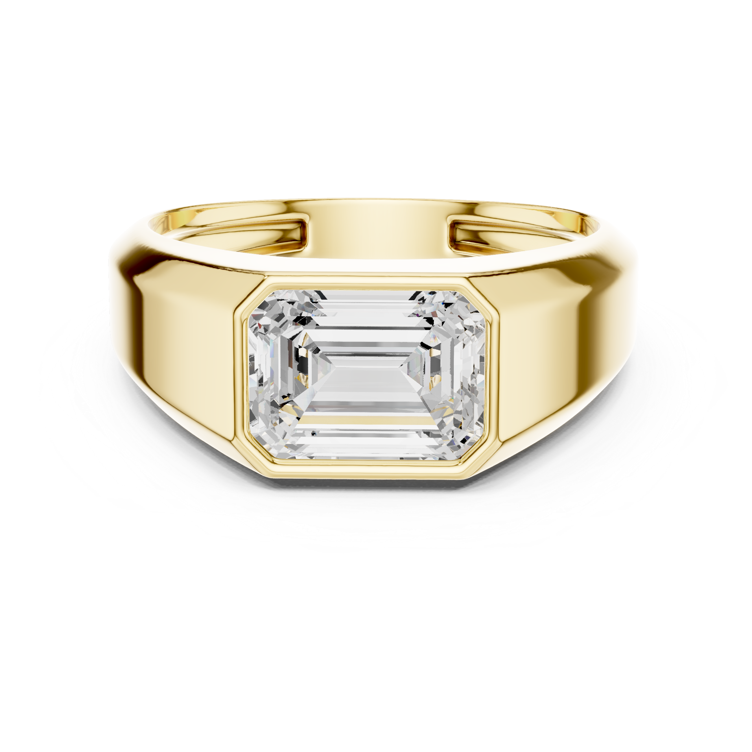 Gold 1 8Ct Bezel Setting Emerald Lab Grown Diamond Raxen Ring