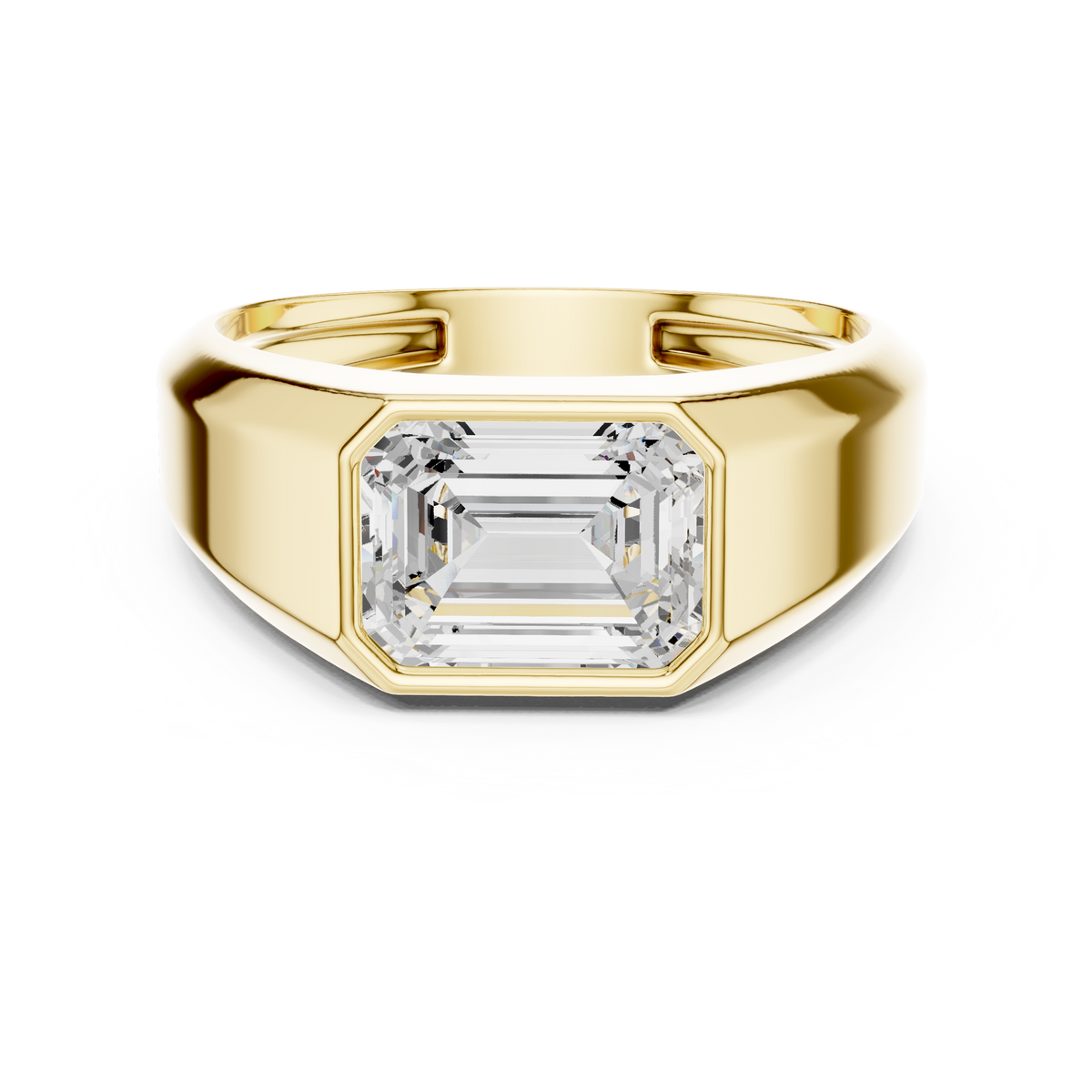 Gold 1 8Ct Bezel Setting Emerald Lab Grown Diamond Raxen Ring