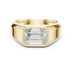 Gold 1 8Ct Bezel Setting Emerald Lab Grown Diamond Raxen Ring