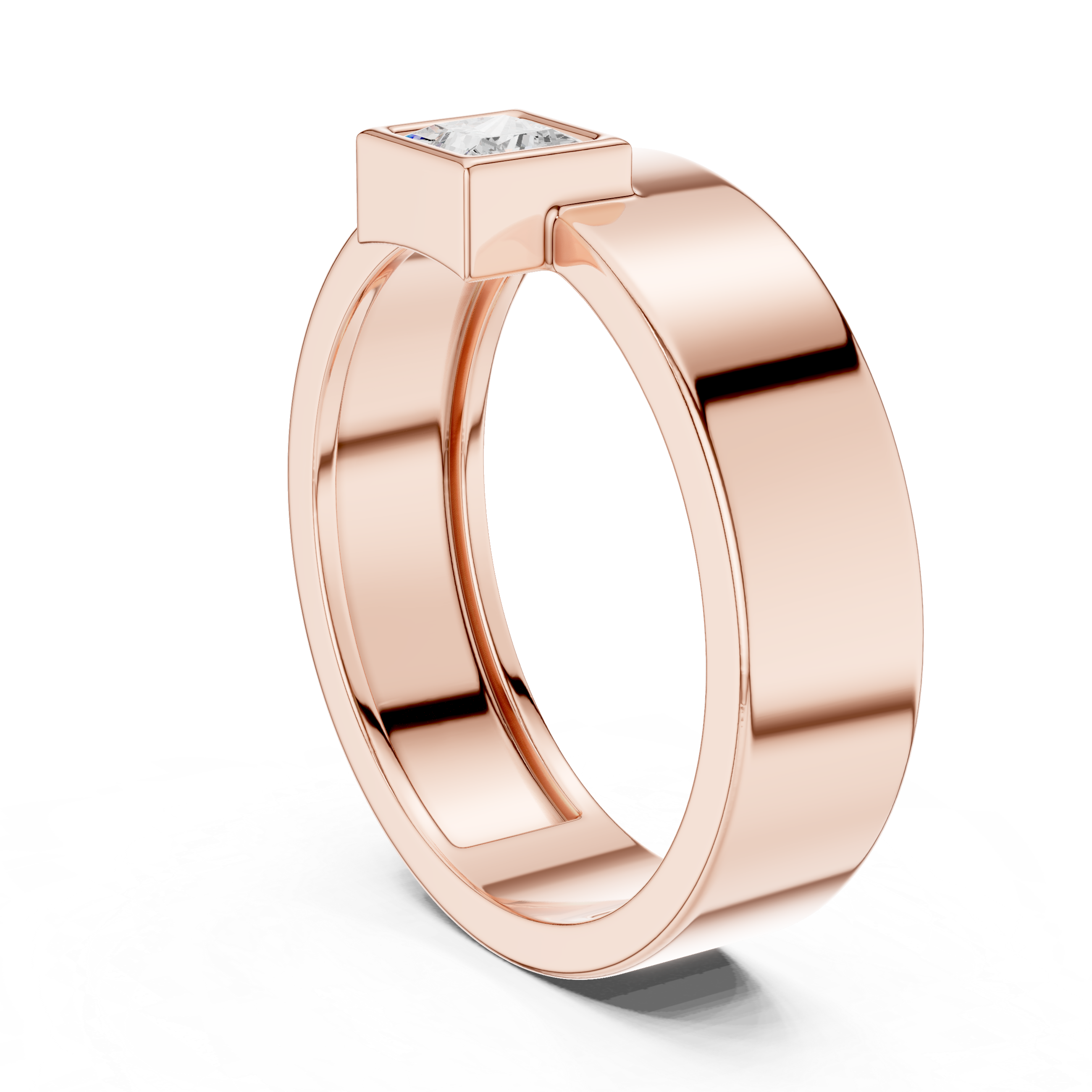 Gold Bezel Setting Princess Shape Lab Grown Diamond Kovex Ring