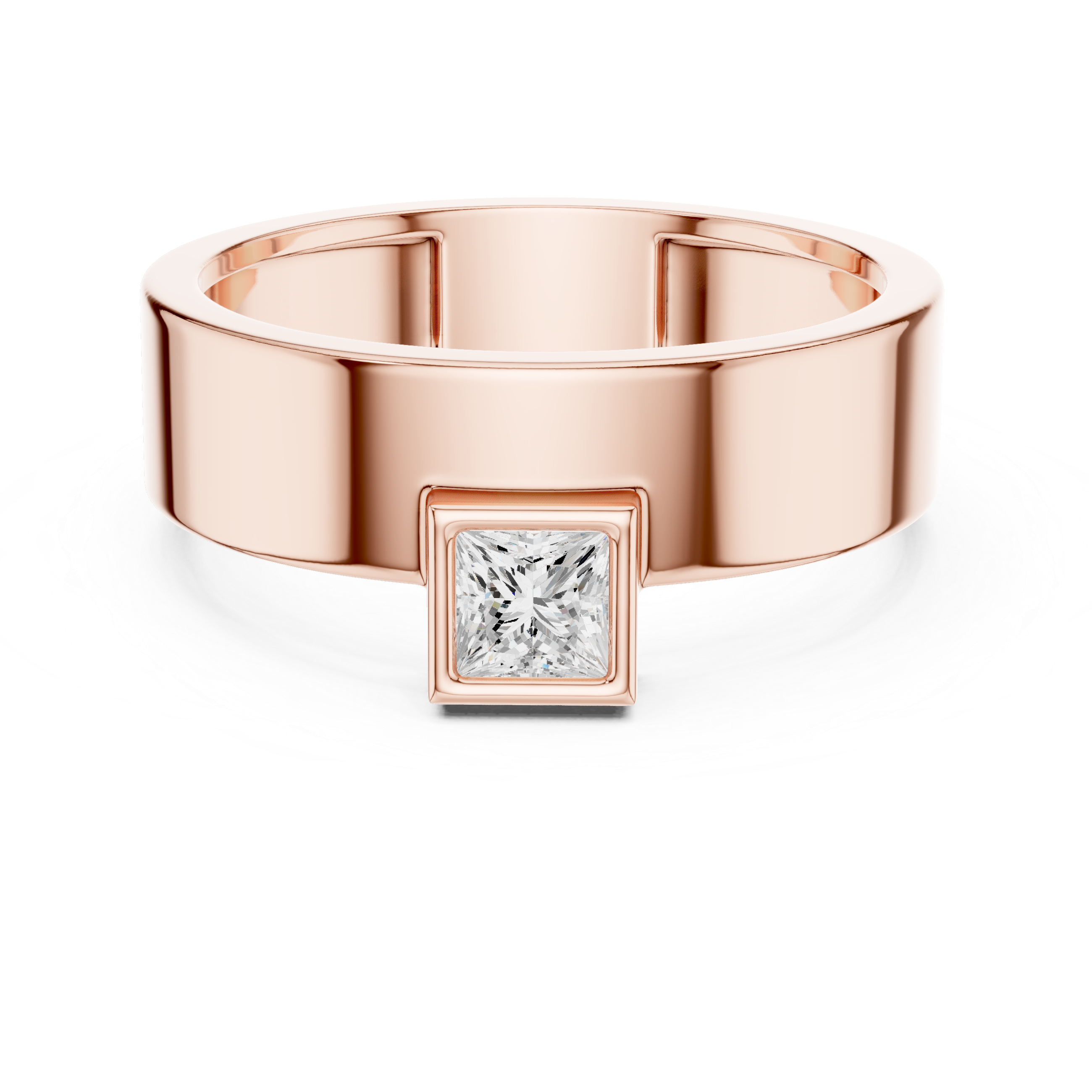 Gold Bezel Setting Princess Shape Lab Grown Diamond Kovex Ring