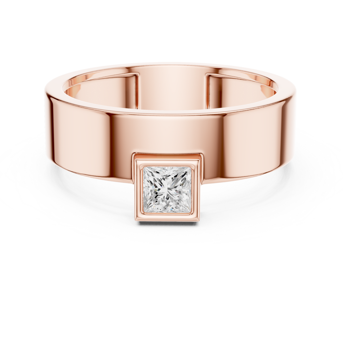 Gold Bezel Setting Princess Shape Lab Grown Diamond Kovex Ring