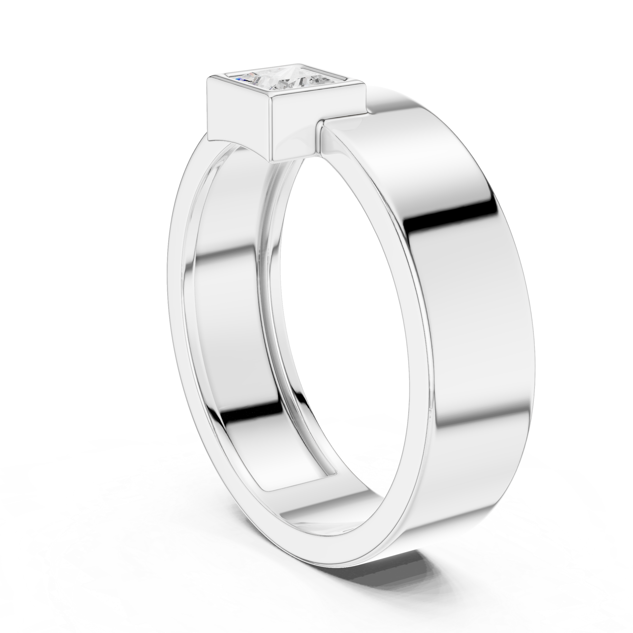 Gold Bezel Setting Princess Shape Lab Grown Diamond Kovex Ring