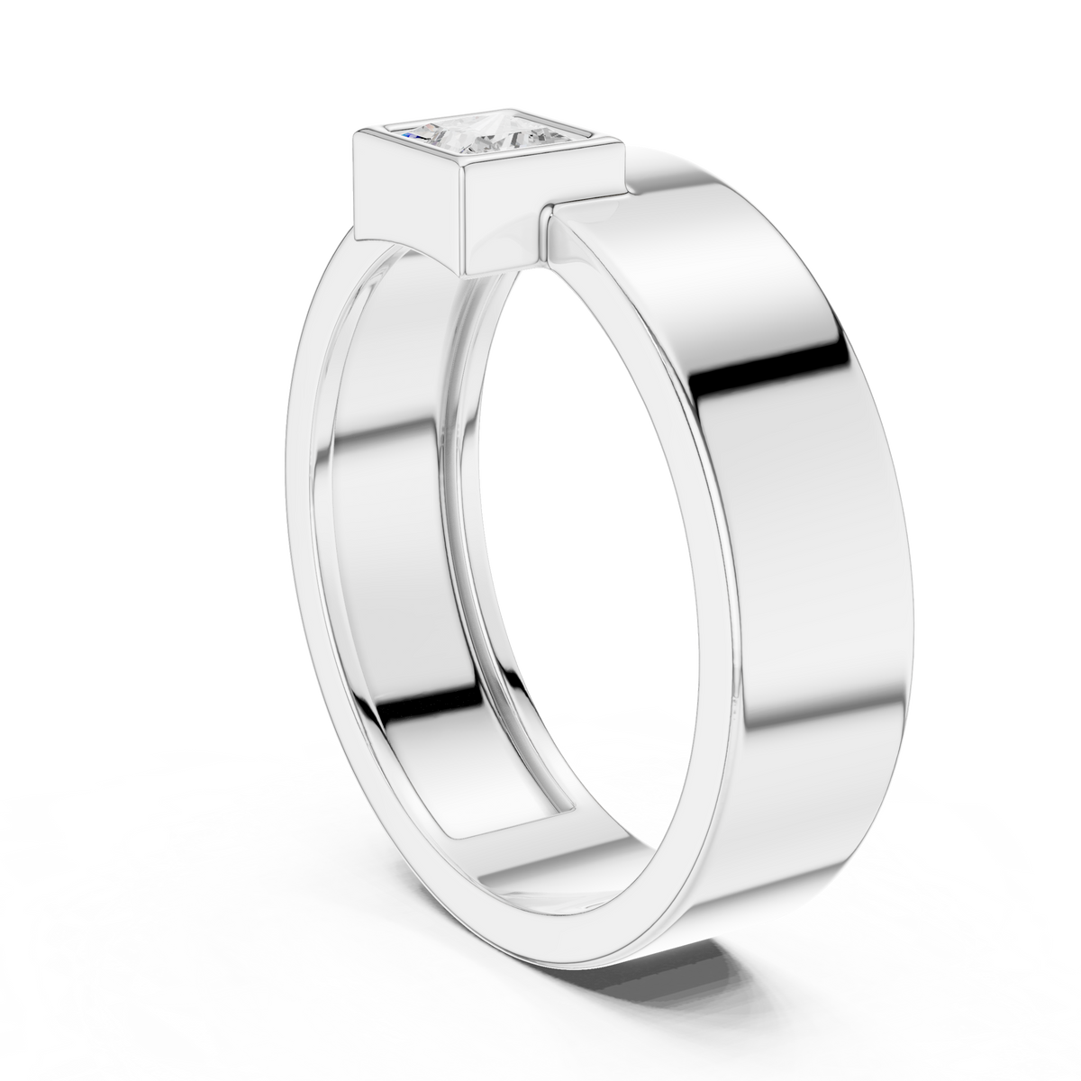 Gold Bezel Setting Princess Shape Lab Grown Diamond Kovex Ring