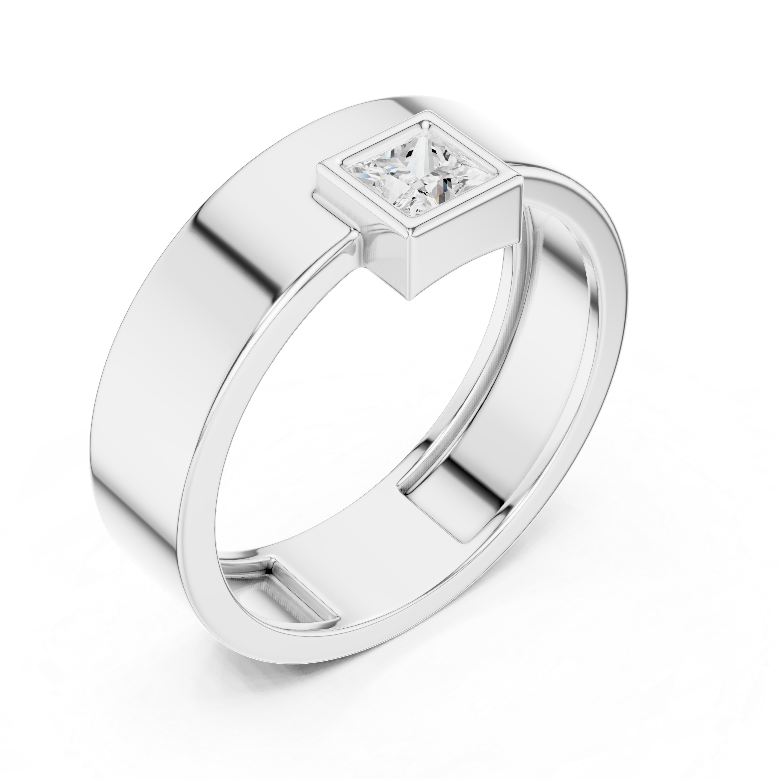 Gold Bezel Setting Princess Shape Lab Grown Diamond Kovex Ring
