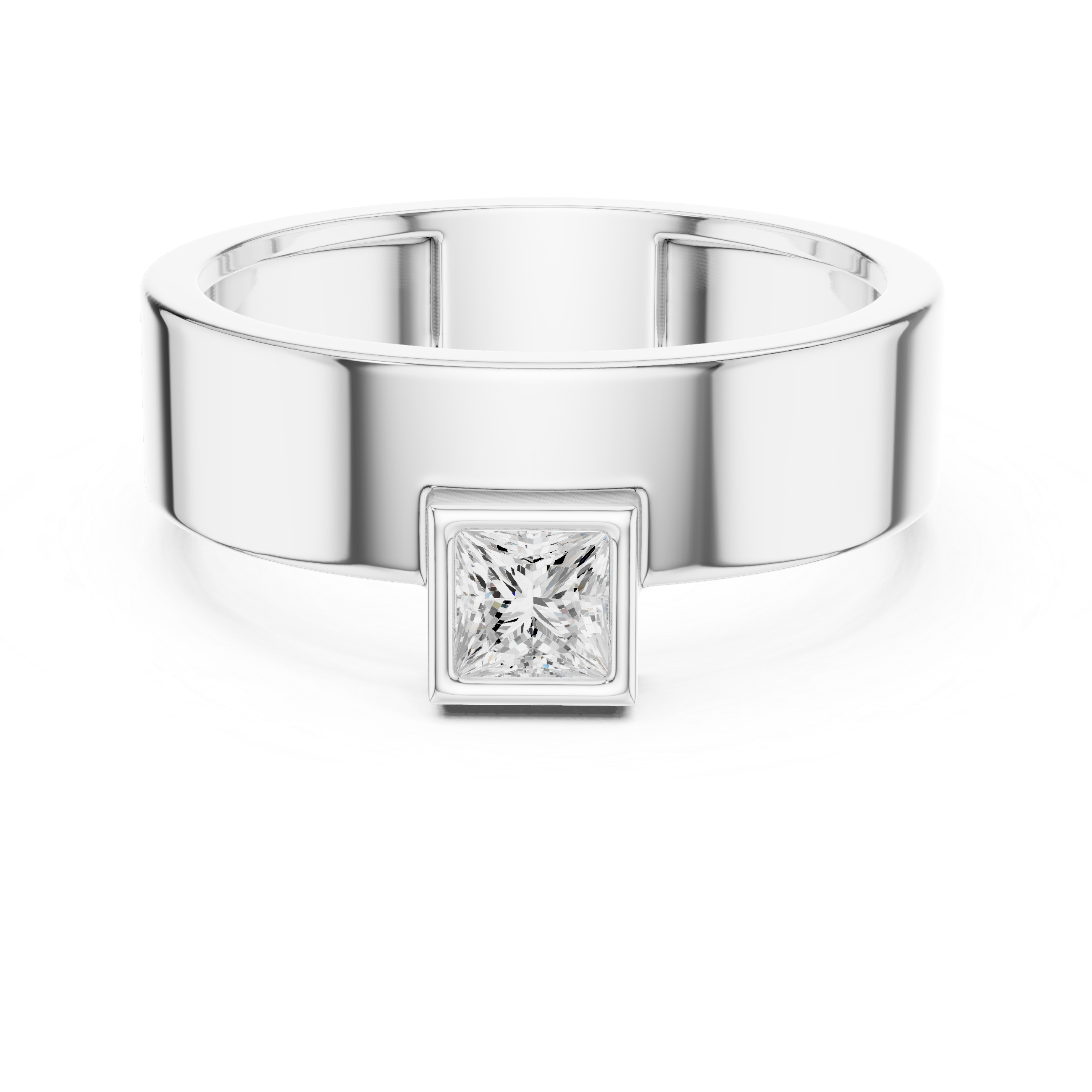 Gold Bezel Setting Princess Shape Lab Grown Diamond Kovex Ring