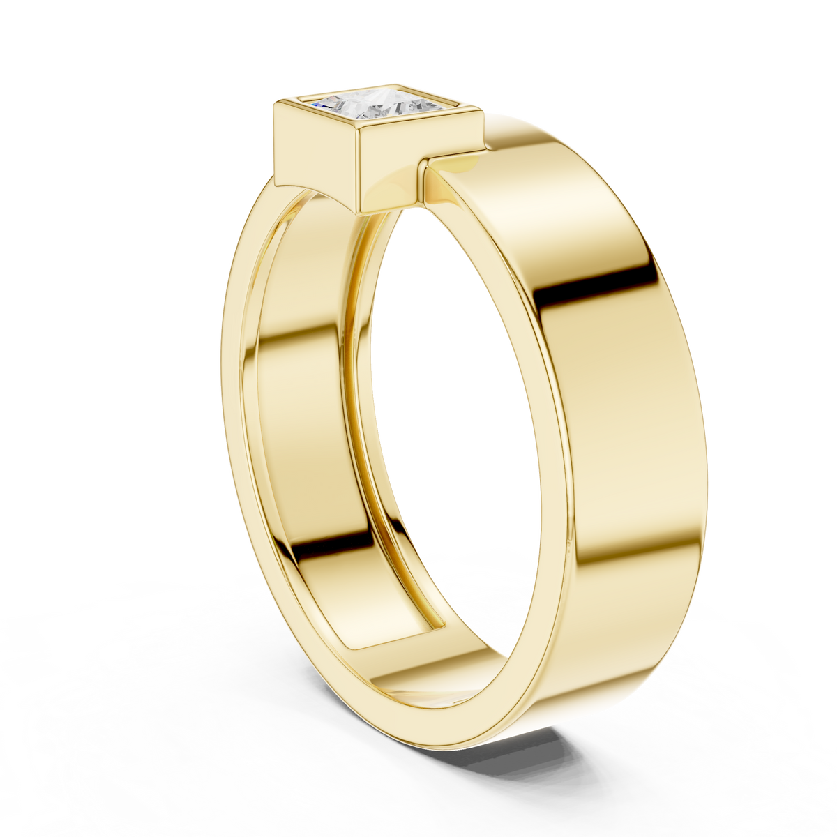 Gold Bezel Setting Princess Shape Lab Grown Diamond Kovex Ring
