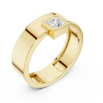 Gold Bezel Setting Princess Shape Lab Grown Diamond Kovex Ring