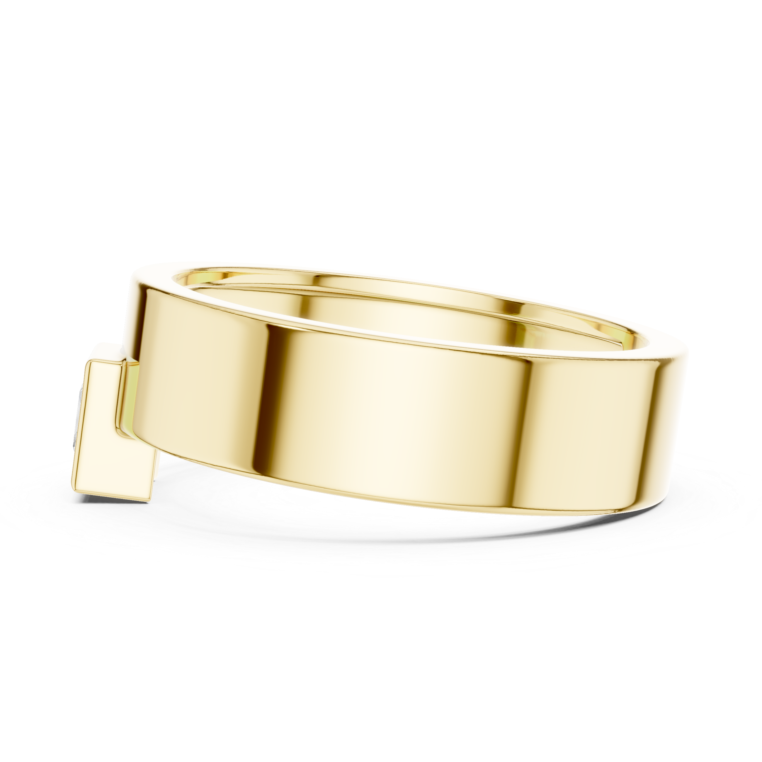 Gold Bezel Setting Princess Shape Lab Grown Diamond Kovex Ring