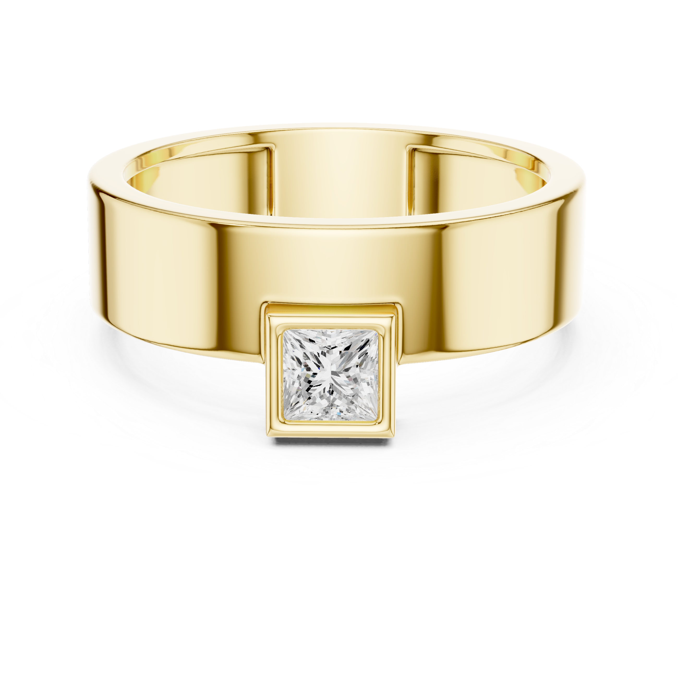 Gold Bezel Setting Princess Shape Lab Grown Diamond Kovex Ring