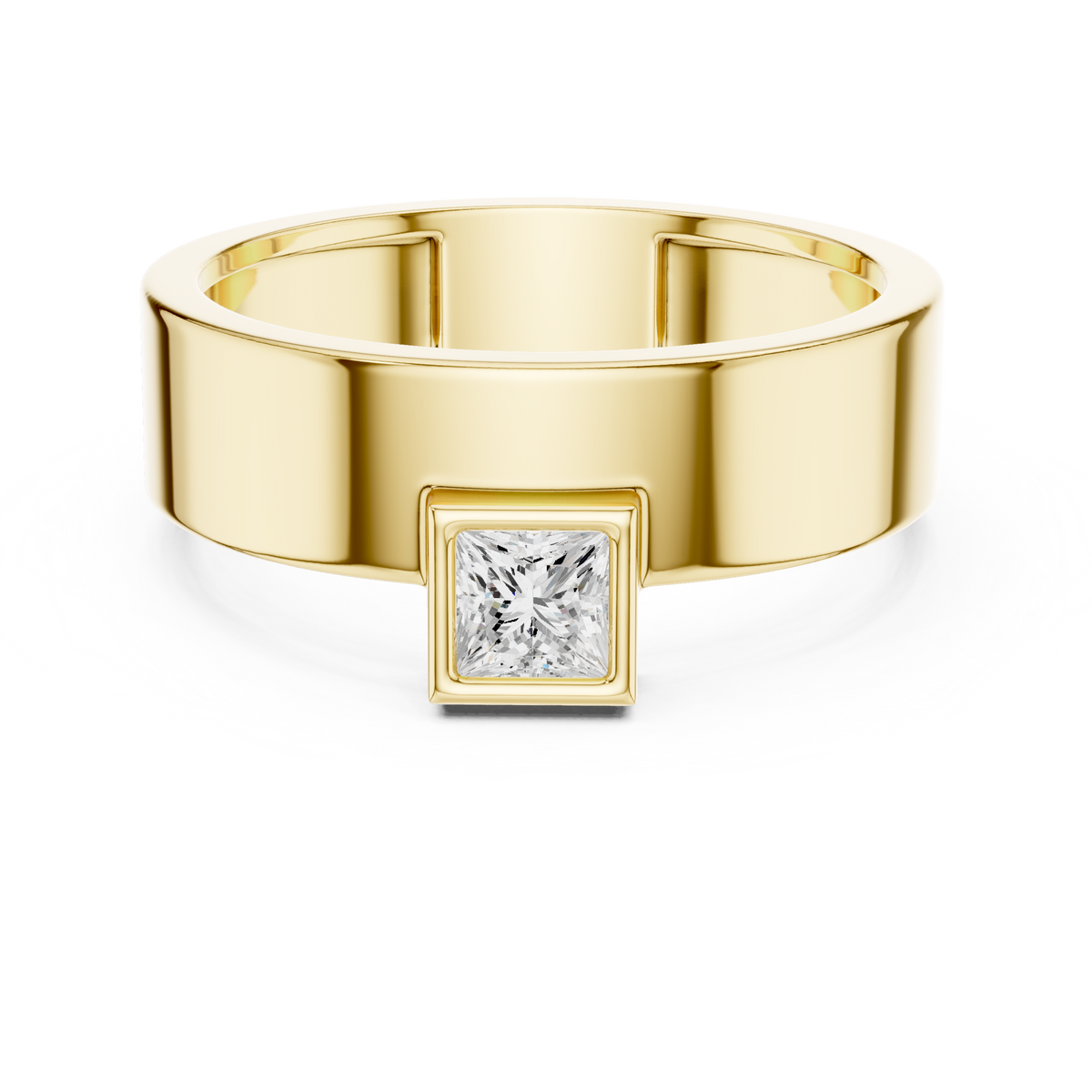 Gold Bezel Setting Princess Shape Lab Grown Diamond Kovex Ring