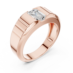Gold 1Ct Bezel Setting Emerald Lab Grown Diamond Vairo Ring