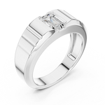Gold 1Ct Bezel Setting Emerald Lab Grown Diamond Vairo Ring