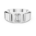 Gold 1Ct Bezel Setting Emerald Lab Grown Diamond Vairo Ring