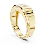 Gold 1Ct Bezel Setting Emerald Lab Grown Diamond Vairo Ring