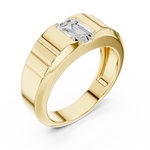 Gold 1Ct Bezel Setting Emerald Lab Grown Diamond Vairo Ring