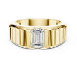 Gold 1Ct Bezel Setting Emerald Lab Grown Diamond Vairo Ring