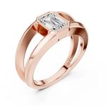 Gold 1Ct Bezel Setting Emerald Lab Grown Diamond Arven Ring