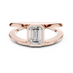 Gold 1Ct Bezel Setting Emerald Lab Grown Diamond Arven Ring