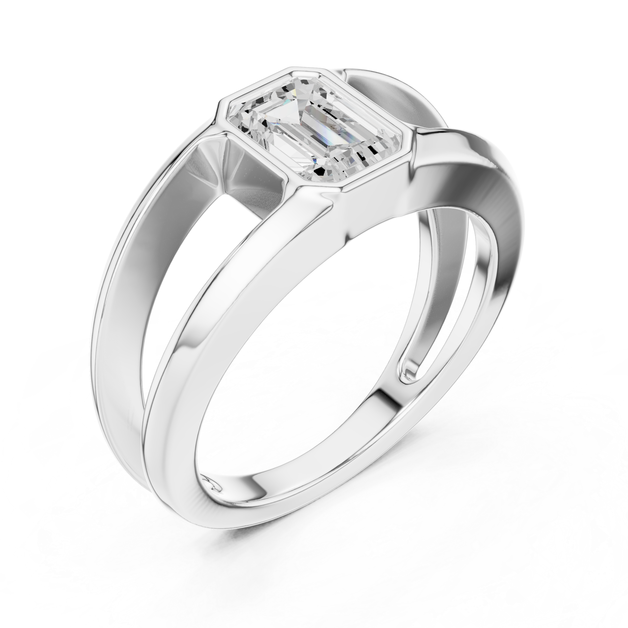 Gold 1Ct Bezel Setting Emerald Lab Grown Diamond Arven Ring