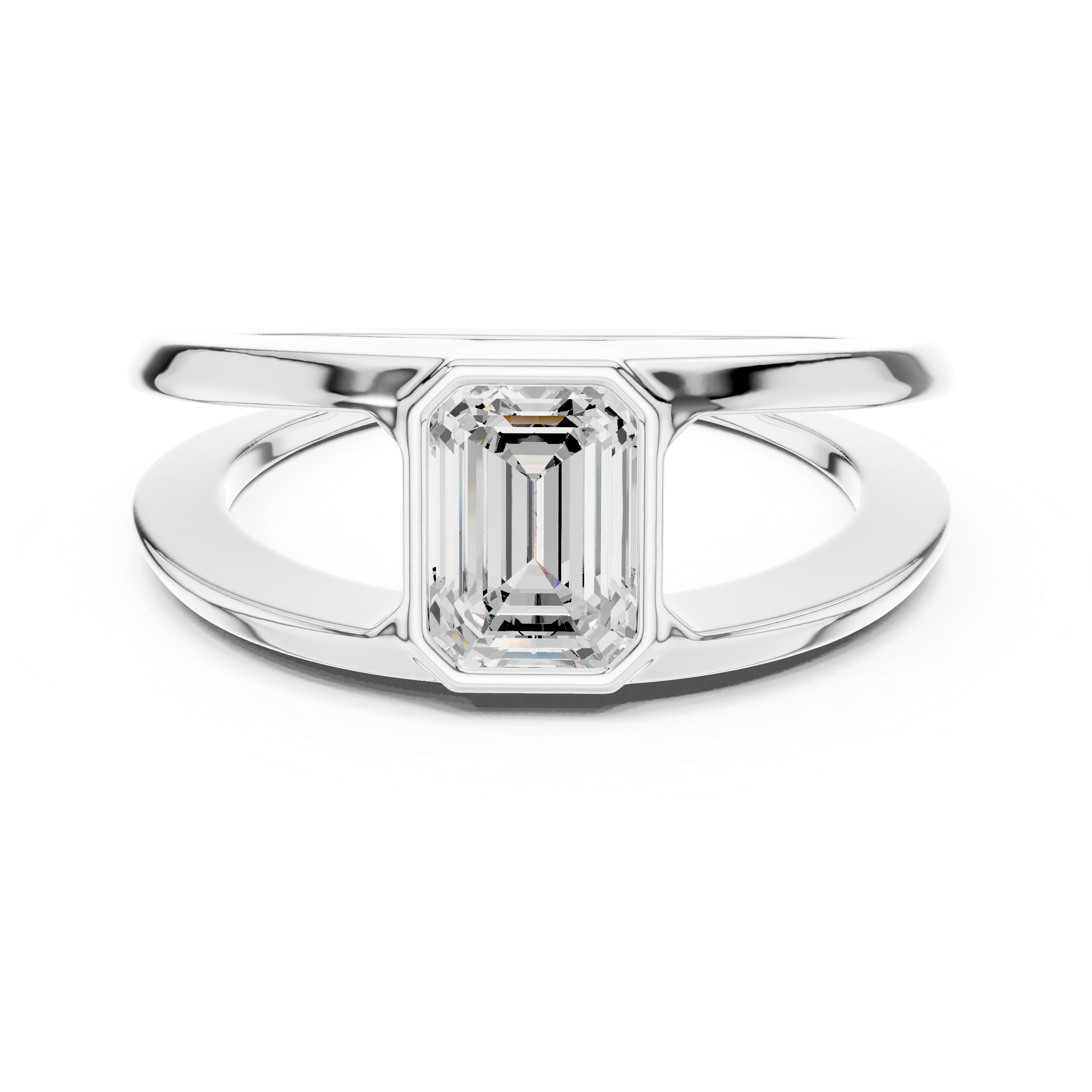 Gold 1Ct Bezel Setting Emerald Lab Grown Diamond Arven Ring