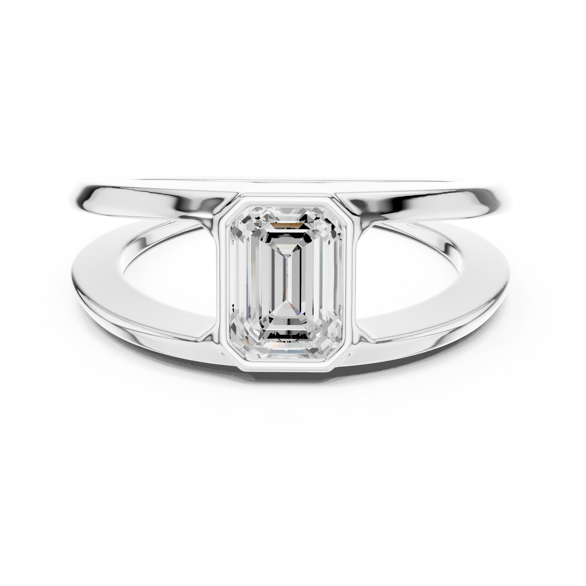 Gold 1Ct Bezel Setting Emerald Lab Grown Diamond Arven Ring
