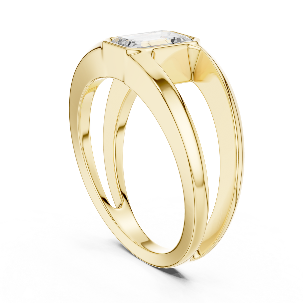 Gold 1Ct Bezel Setting Emerald Lab Grown Diamond Arven Ring