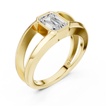 Gold 1Ct Bezel Setting Emerald Lab Grown Diamond Arven Ring