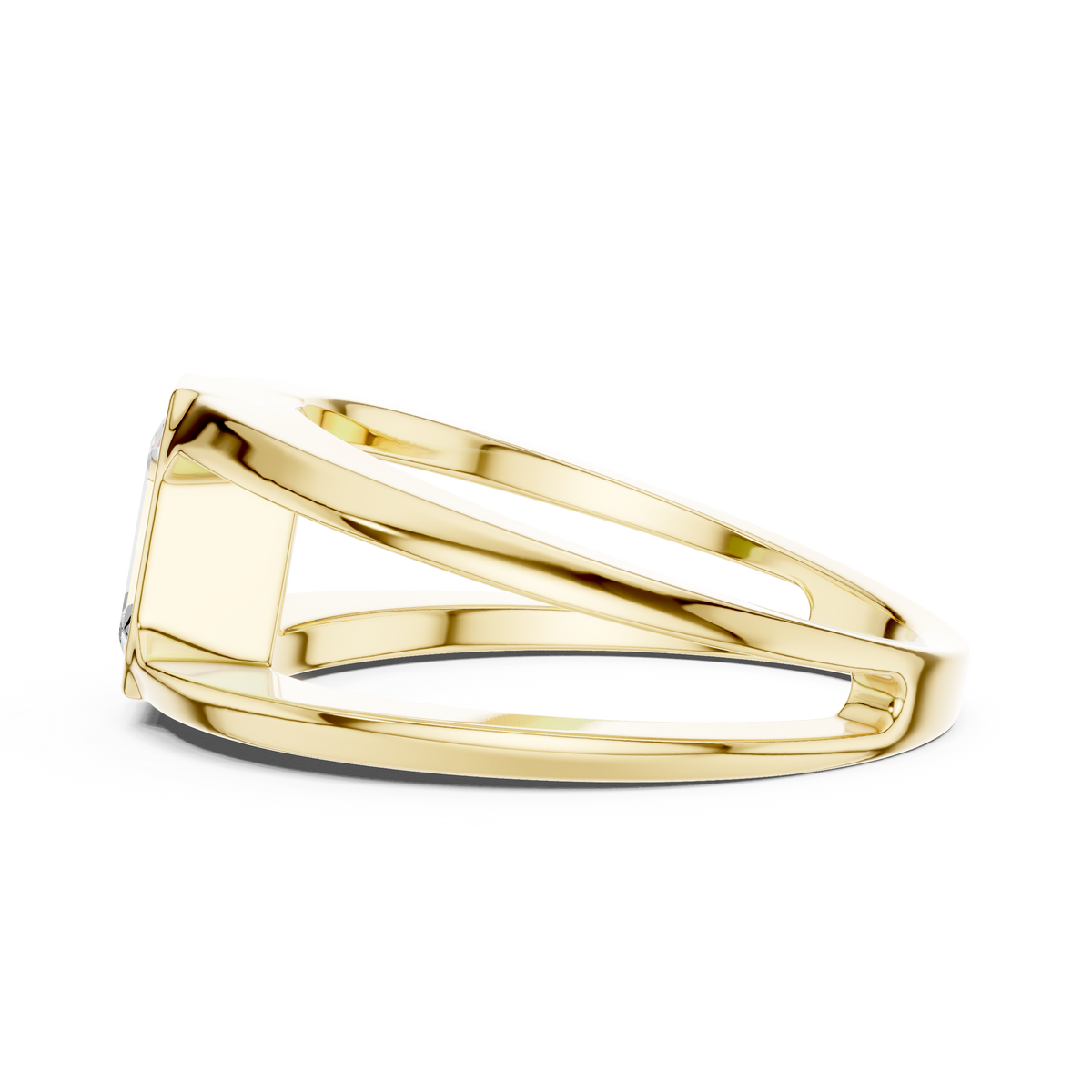 Gold 1Ct Bezel Setting Emerald Lab Grown Diamond Arven Ring