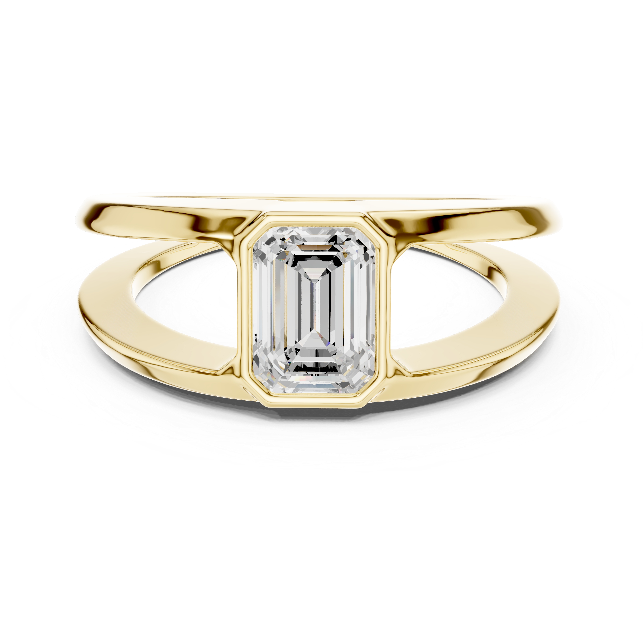 Gold 1Ct Bezel Setting Emerald Lab Grown Diamond Arven Ring