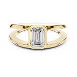 Gold 1Ct Bezel Setting Emerald Lab Grown Diamond Arven Ring