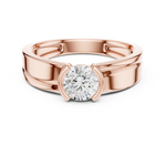 Gold Solitaire Setting Round Lab Grown Diamond Axion Ring