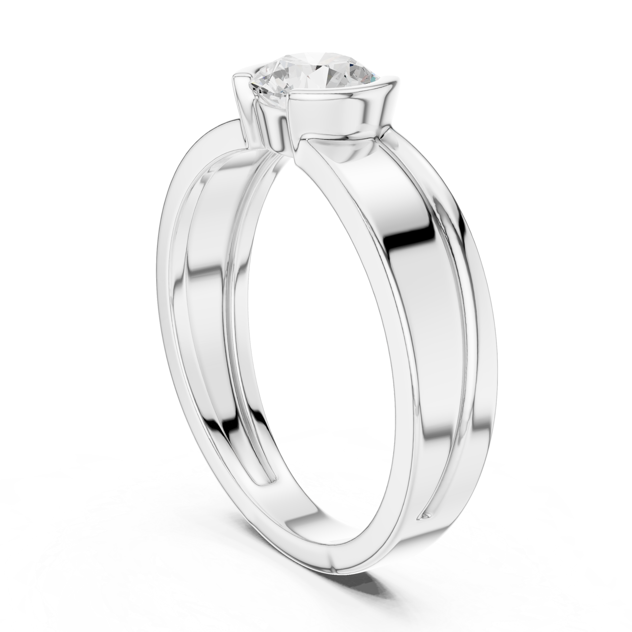 Gold Solitaire Setting Round Lab Grown Diamond Axion Ring