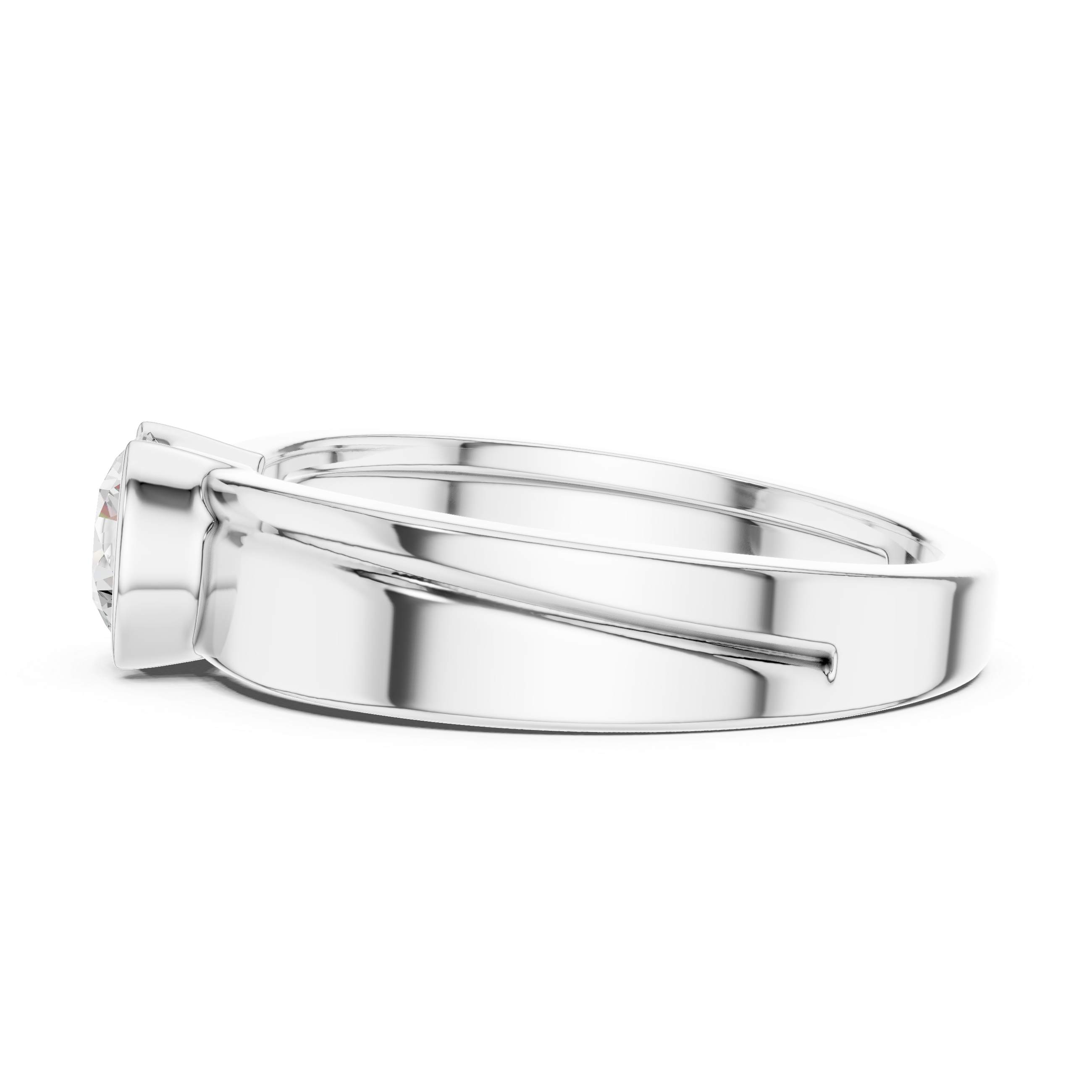 Gold Solitaire Setting Round Lab Grown Diamond Axion Ring