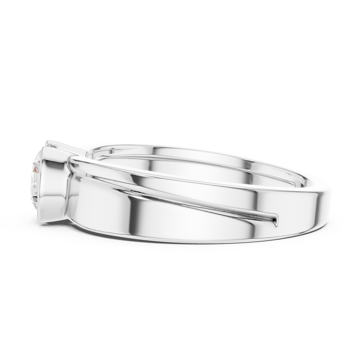 Gold Solitaire Setting Round Lab Grown Diamond Axion Ring