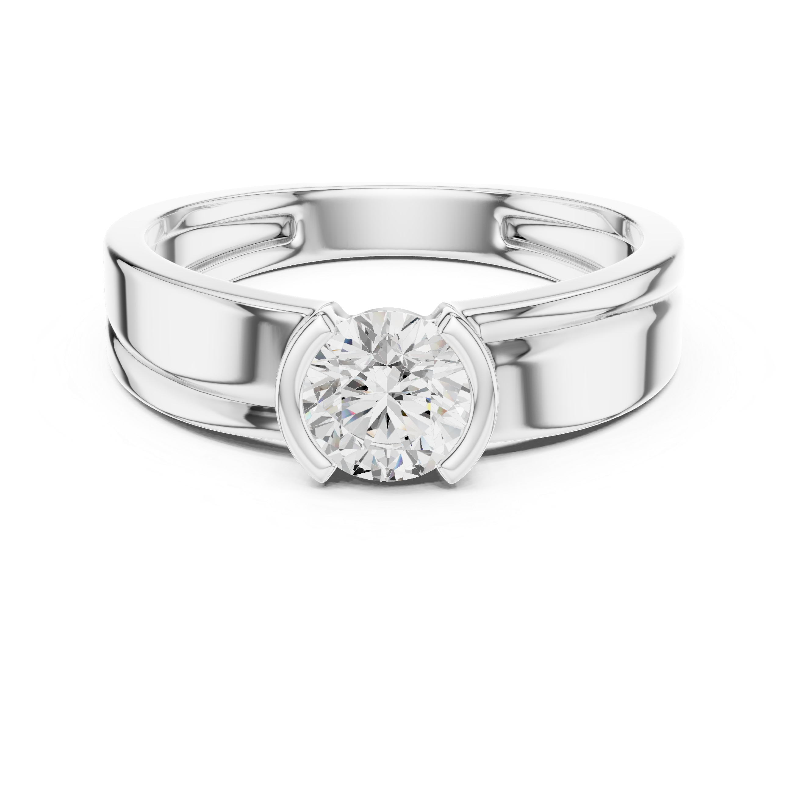Gold Solitaire Setting Round Lab Grown Diamond Axion Ring