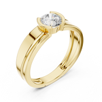 Gold Solitaire Setting Round Lab Grown Diamond Axion Ring