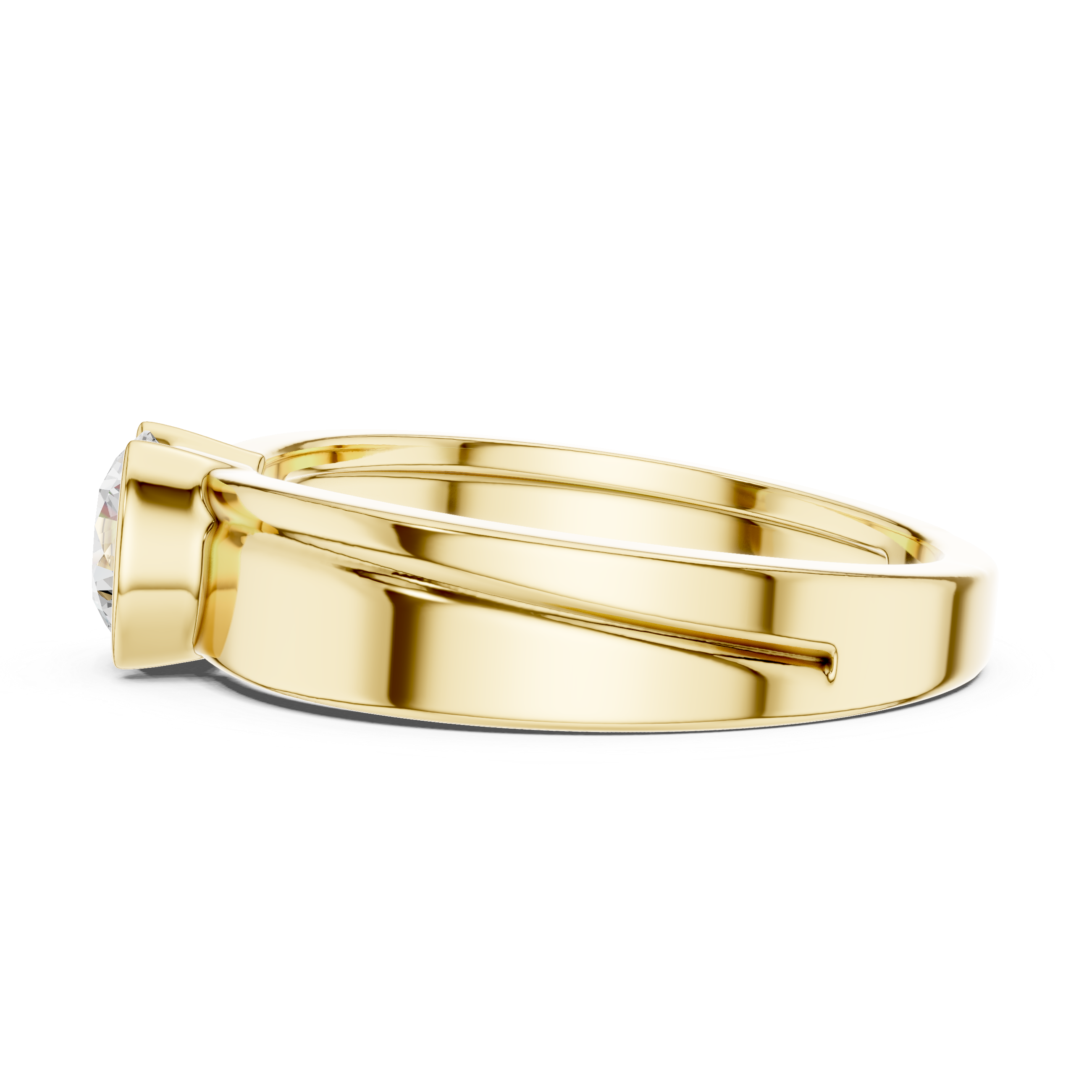 Gold Solitaire Setting Round Lab Grown Diamond Axion Ring